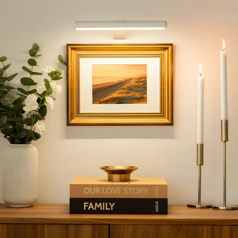 Draadloze LED wandlamp dimbaar 360° verstelbaar voor kunst schilderijen en foto's zwart wit goud accentverlichting | Sansoti