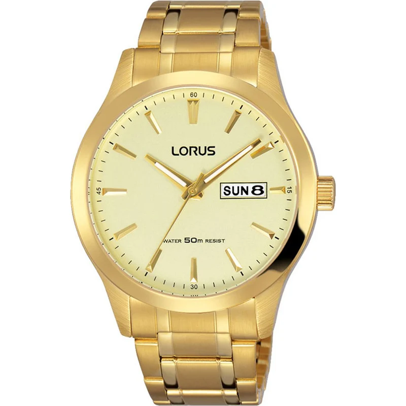 Lorus Classic RJ608AX9 Unisex Armbanduhr Goldfarben • Mineralglas • Datumsanzeige