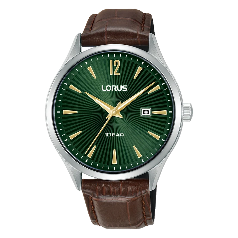 Lorus Classic RH995RX9 Herrenuhr Dunkelgrün • Mineralglas • Lederarmband