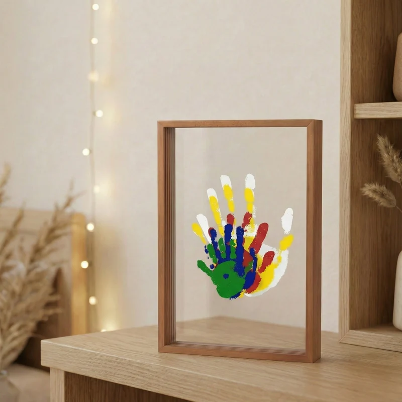 Gezinsportret met Handafdrukken en Lijst Compleet Creatief Gezinspakket Decoratief Wandkunstwerk Memory | Sansoti