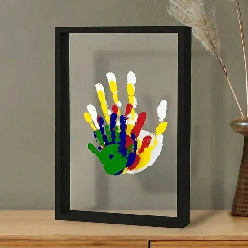 Gezinsportret met Handafdrukken en Lijst Compleet Creatief Gezinspakket Decoratief Wandkunstwerk Memory | Sansoti