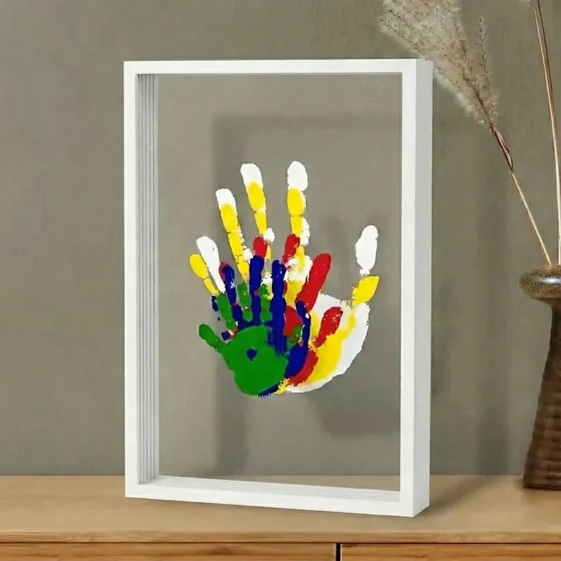 Gezinsportret met Handafdrukken en Lijst Compleet Creatief Gezinspakket Decoratief Wandkunstwerk Memory | Sansoti