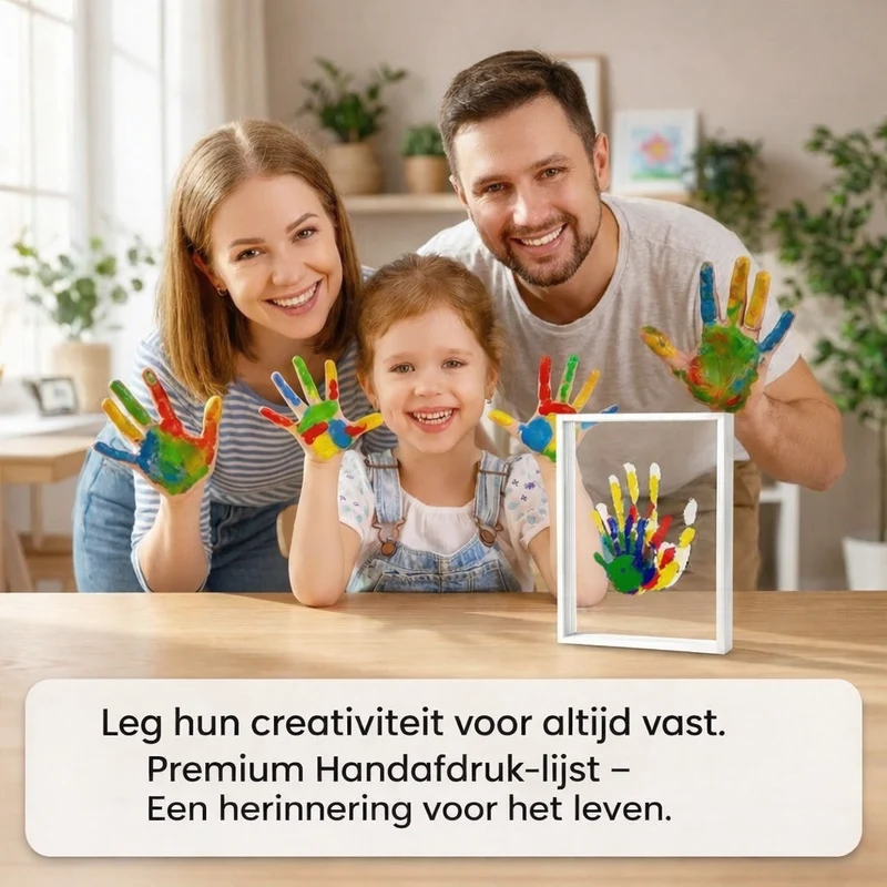 Gezinsportret met Handafdrukken en Lijst Compleet Creatief Gezinspakket Decoratief Wandkunstwerk Memory | Sansoti