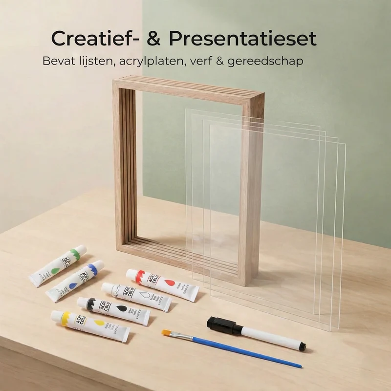 Gezinsportret met Handafdrukken en Lijst Compleet Creatief Gezinspakket Decoratief Wandkunstwerk Memory | Sansoti