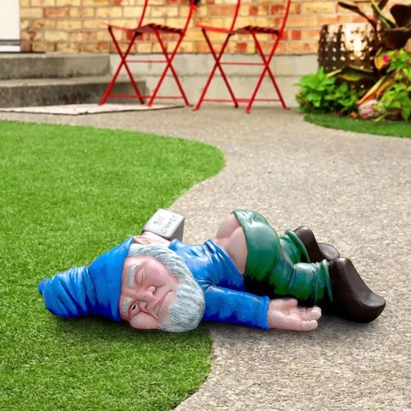 Handgemaakte Tuinkabouter met Drankfles - Weersbestendig Hars - Humoristische Tuindecoratie voor Tuin 30cm | Sansoti