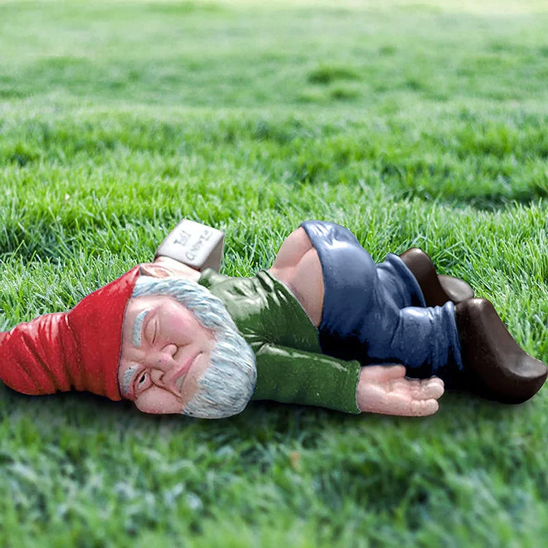 Handgemaakte Tuinkabouter met Drankfles - Weersbestendig Hars - Humoristische Tuindecoratie voor Tuin 30cm | Sansoti