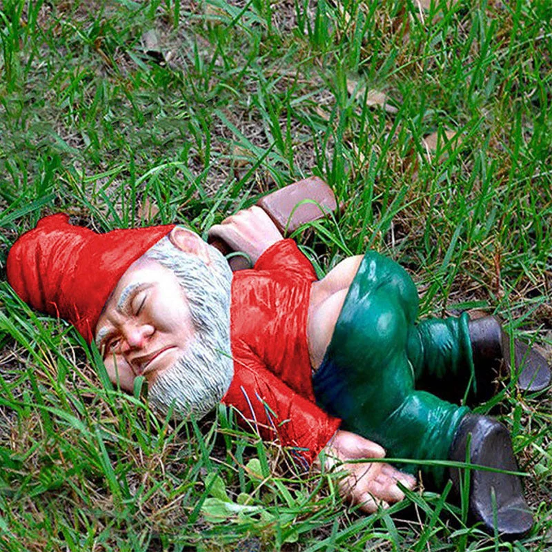 Handgemaakte Tuinkabouter met Drankfles - Weersbestendig Hars - Humoristische Tuindecoratie voor Tuin 30cm | Sansoti