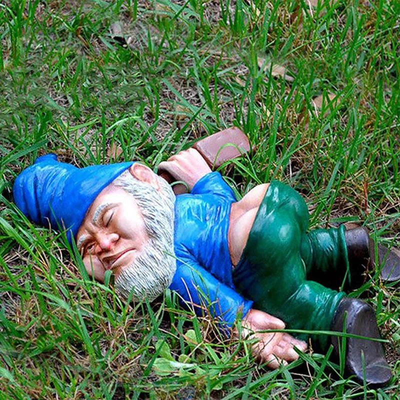 Handgemaakte Tuinkabouter met Drankfles - Weersbestendig Hars - Humoristische Tuindecoratie voor Tuin 30cm | Sansoti