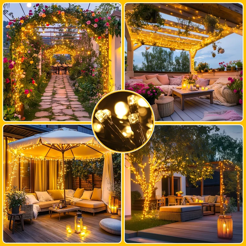 LED Lichtsnoer Outdoor IP44 Waterdicht met Warm Licht voor Tuin Terras Balkon Feestverlichting Sfeervol | Sansoti