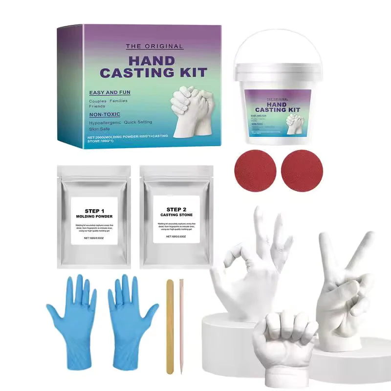 Handafdruk Gietset Hart Handen Koppels Gezin Baby 3D Alginaat Gips Creatieve Herinnering Kunstwerk Cadeau | Sansoti
