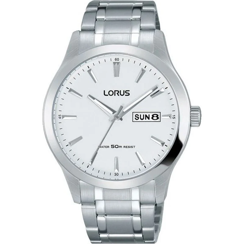 Lorus Classic RXN25DX5 Herren Armbanduhr • Tag-Datum-Anzeige • Edelstahlarmband