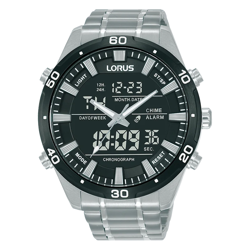 Lorus Sports RW649AX9 Herren Armbanduhr Grau • Digitaler Chronograph • Mineralglas