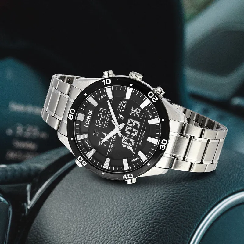 Lorus Sports RW649AX9 Herren Armbanduhr Grau • Digitaler Chronograph • Mineralglas