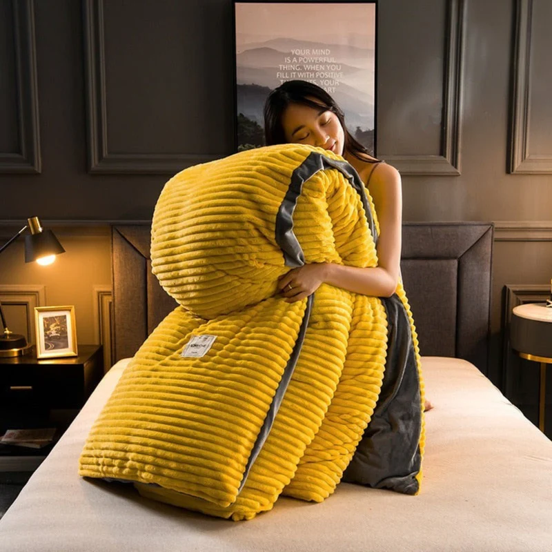 Fleece Dekbedset Dubbelzijdig Warm met Kussensloop Wasbaar Fluwelen Beddengoed Luxe Winter Dekbed Comfortabel | Sansoti