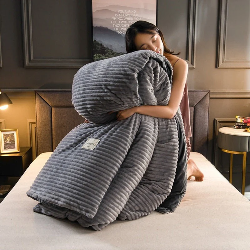 Fleece Dekbedset Dubbelzijdig Warm met Kussensloop Wasbaar Fluwelen Beddengoed Luxe Winter Dekbed Comfortabel | Sansoti