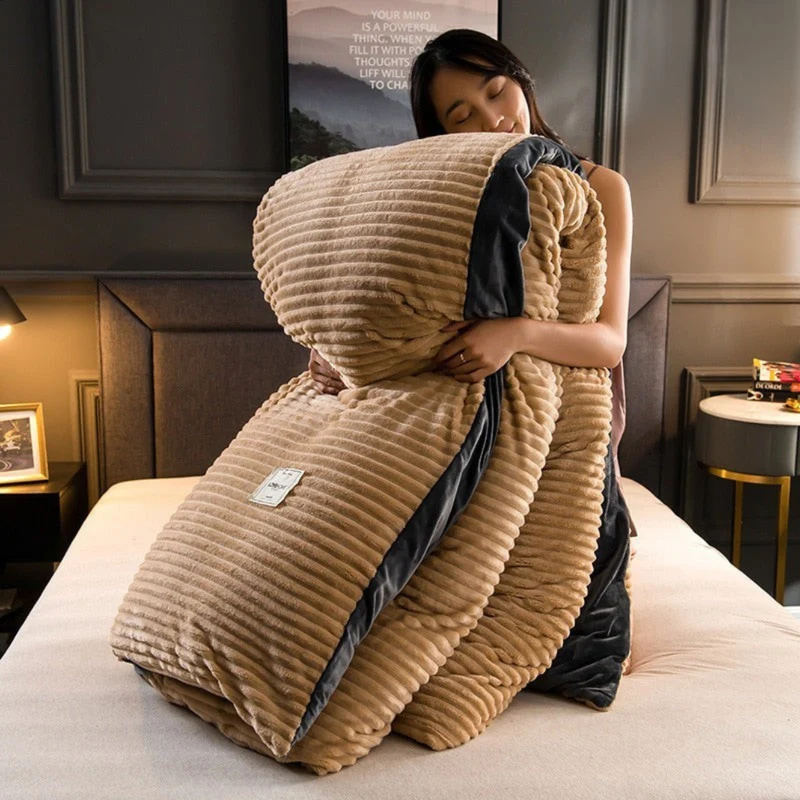 Fleece Dekbedset Dubbelzijdig Warm met Kussensloop Wasbaar Fluwelen Beddengoed Luxe Winter Dekbed Comfortabel | Sansoti
