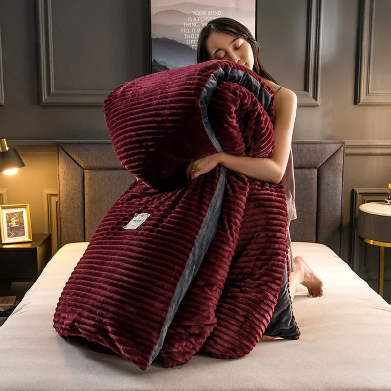 Fleece Dekbedset Dubbelzijdig Warm met Kussensloop Wasbaar Fluwelen Beddengoed Luxe Winter Dekbed Comfortabel | Sansoti