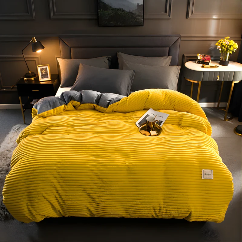 Fleece Dekbedset Dubbelzijdig Warm met Kussensloop Wasbaar Fluwelen Beddengoed Luxe Winter Dekbed Comfortabel | Sansoti
