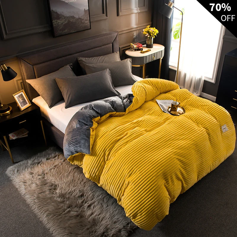 Fleece Dekbedset Dubbelzijdig Warm met Kussensloop Wasbaar Fluwelen Beddengoed Luxe Winter Dekbed Comfortabel | Sansoti