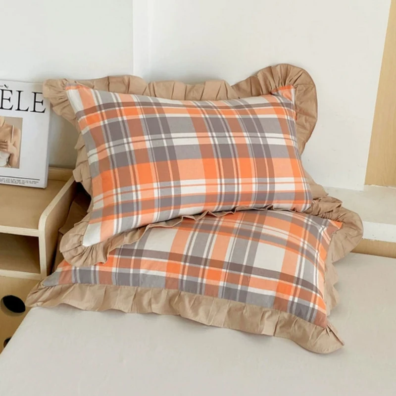 Kussenslopen met Ruches en Streepdessin voor Queen Size Kussen Romantische Slaapkamer Bedtextiel Decoratie | Sansoti