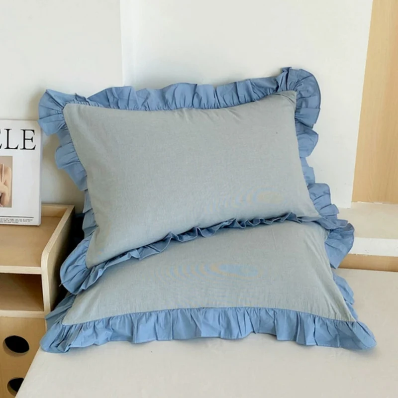 Kussenslopen met Ruches en Streepdessin voor Queen Size Kussen Romantische Slaapkamer Bedtextiel Decoratie | Sansoti
