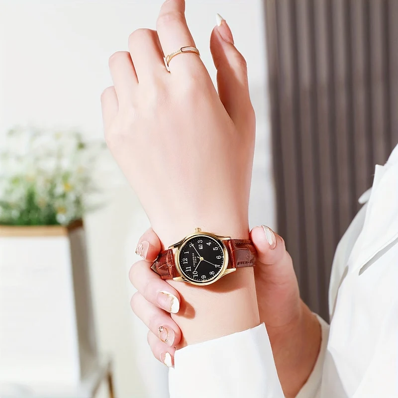 Vierkant Dameshorloge met Kunstleren Band Kwarts Uurwerk Waterbestendig Krasvrij Elegant Stijlvol Polshorloge | Sansoti