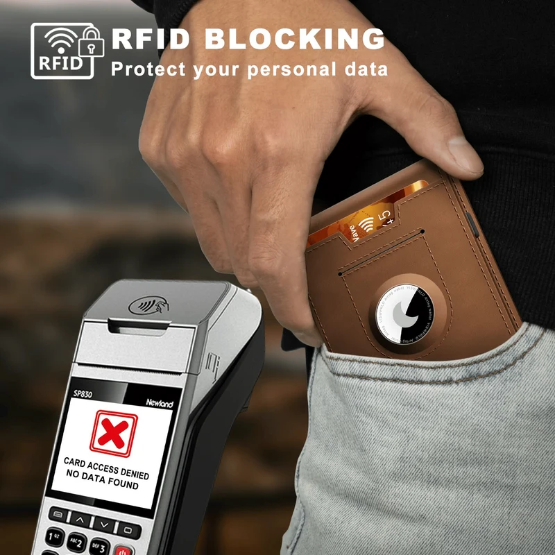 Compacte Portemonnee met RFID-bescherming Geldclip Aluminium Leer Kaarthouder voor 18 Passen Stijlvol Slim | Sansoti
