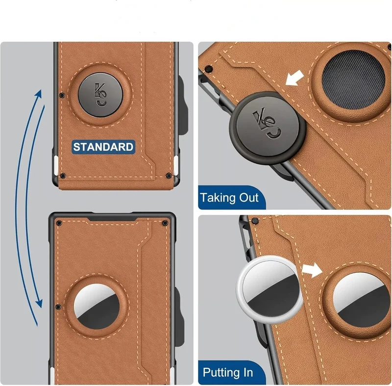 Compacte Portemonnee met RFID-bescherming Geldclip Aluminium Leer Kaarthouder voor 18 Passen Stijlvol Slim | Sansoti