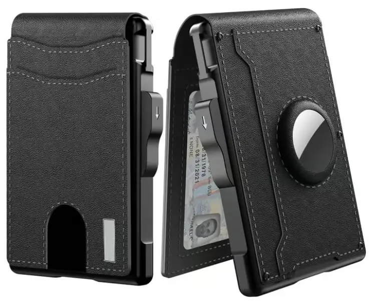 Compacte Portemonnee met RFID-bescherming Geldclip Aluminium Leer Kaarthouder voor 18 Passen Stijlvol Slim | Sansoti