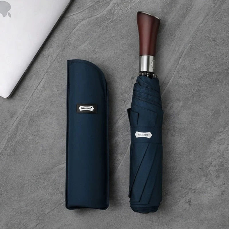 Automatische Paraplu met Houten Handgreep 121cm Stormbestendig Windproof Regenscherm voor Dames en Heren | Sansoti