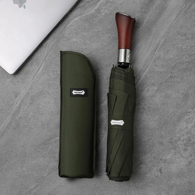 Automatische Paraplu met Houten Handgreep 121cm Stormbestendig Windproof Regenscherm voor Dames en Heren | Sansoti