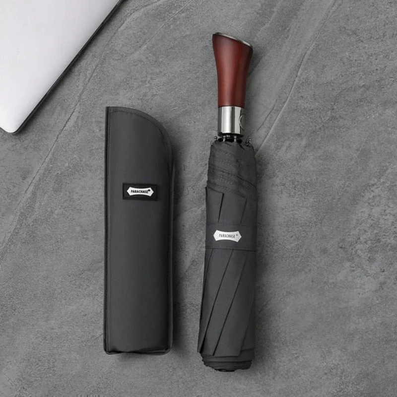 Automatische Paraplu met Houten Handgreep 121cm Stormbestendig Windproof Regenscherm voor Dames en Heren | Sansoti