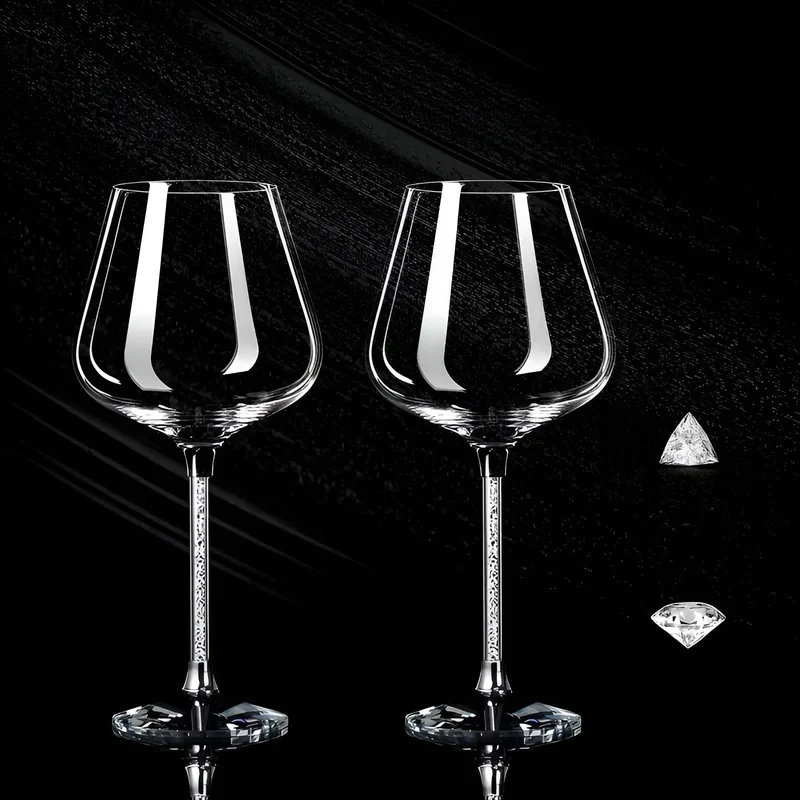 Kristallen Wijnglazen Set 2 Stuks 520ml Goud Zilver Tall Tafelglazen voor Feest Diner Restaurant Thuis | Sansoti