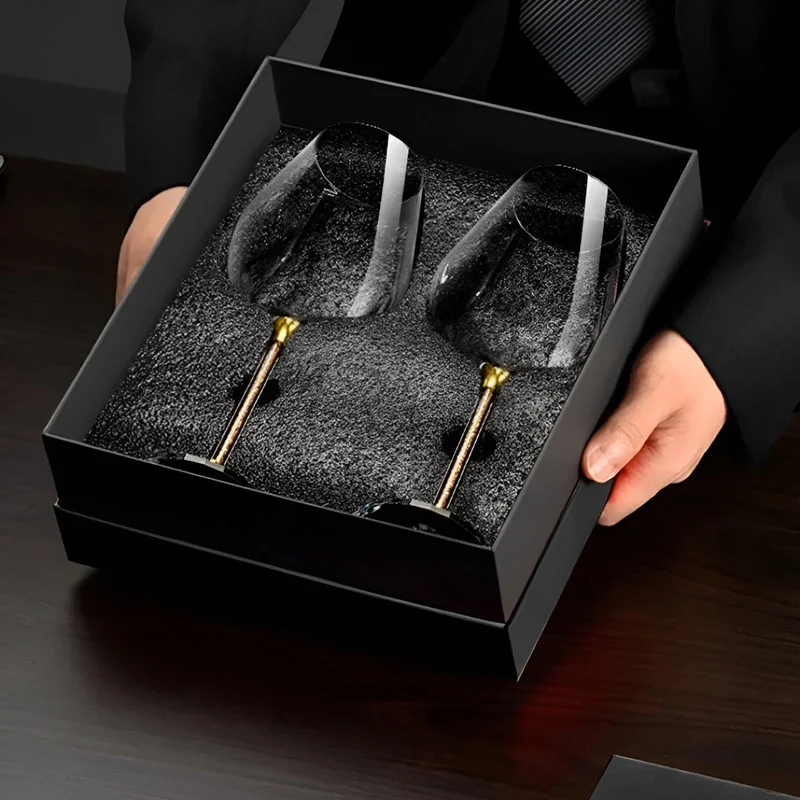 Kristallen Wijnglazen Set 2 Stuks 520ml Goud Zilver Tall Tafelglazen voor Feest Diner Restaurant Thuis | Sansoti