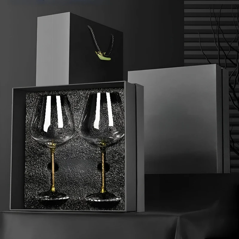 Kristallen Wijnglazen Set 2 Stuks 520ml Goud Zilver Tall Tafelglazen voor Feest Diner Restaurant Thuis | Sansoti