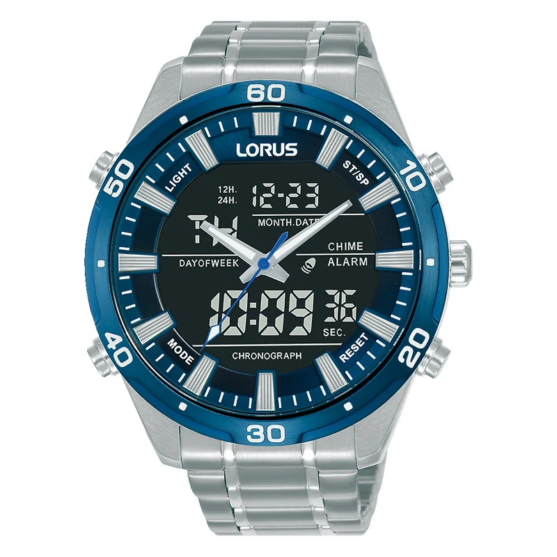 Lorus Sports RW647AX9 Herren Armbanduhr Grau • Digitaler Chronograph • Mineralglas