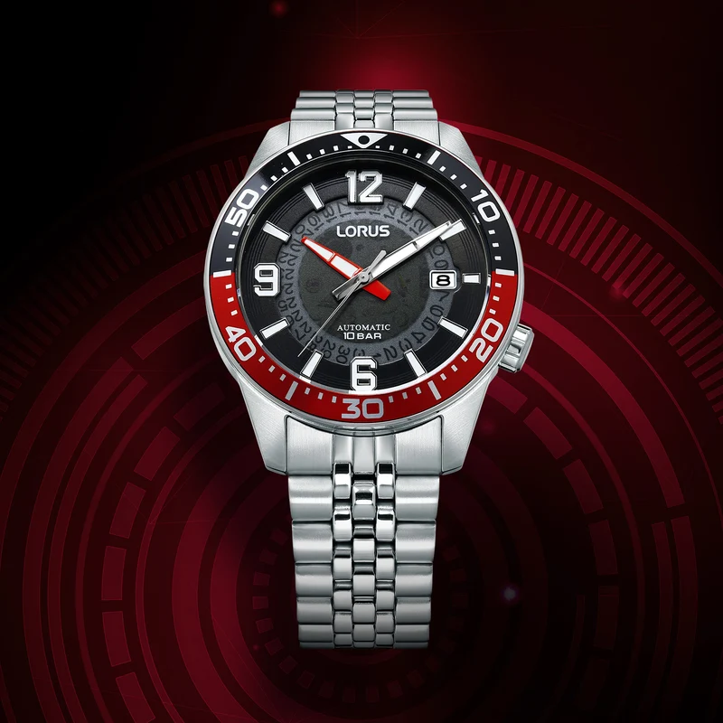 Lorus Sports RU413AX9 Herrenuhr Automatik Schwarz • Mineralglas • Edelstahlarmband