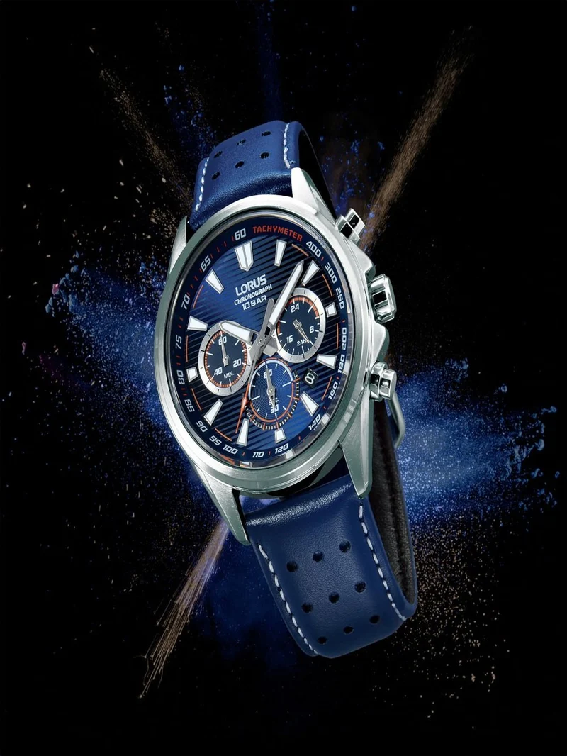 Lorus Sports RT327LX9 Herrenuhr Chronograph Dunkelblau • Mineralglas • 10 bar wasserdicht