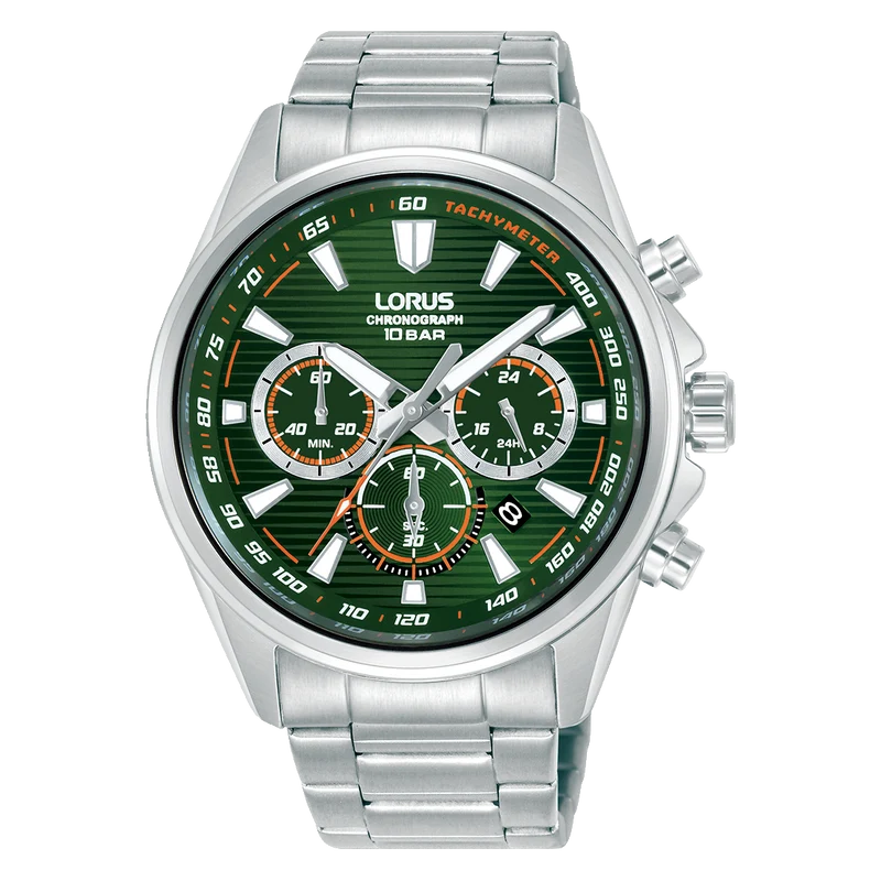 Lorus Sports RT323LX9 Herrenuhr Chronograph • Dunkelgrünes Zifferblatt • Mineralglas
