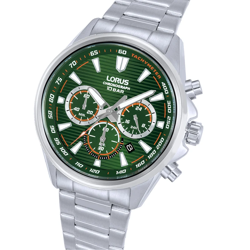 Lorus Sports RT323LX9 Herrenuhr Chronograph • Dunkelgrünes Zifferblatt • Mineralglas