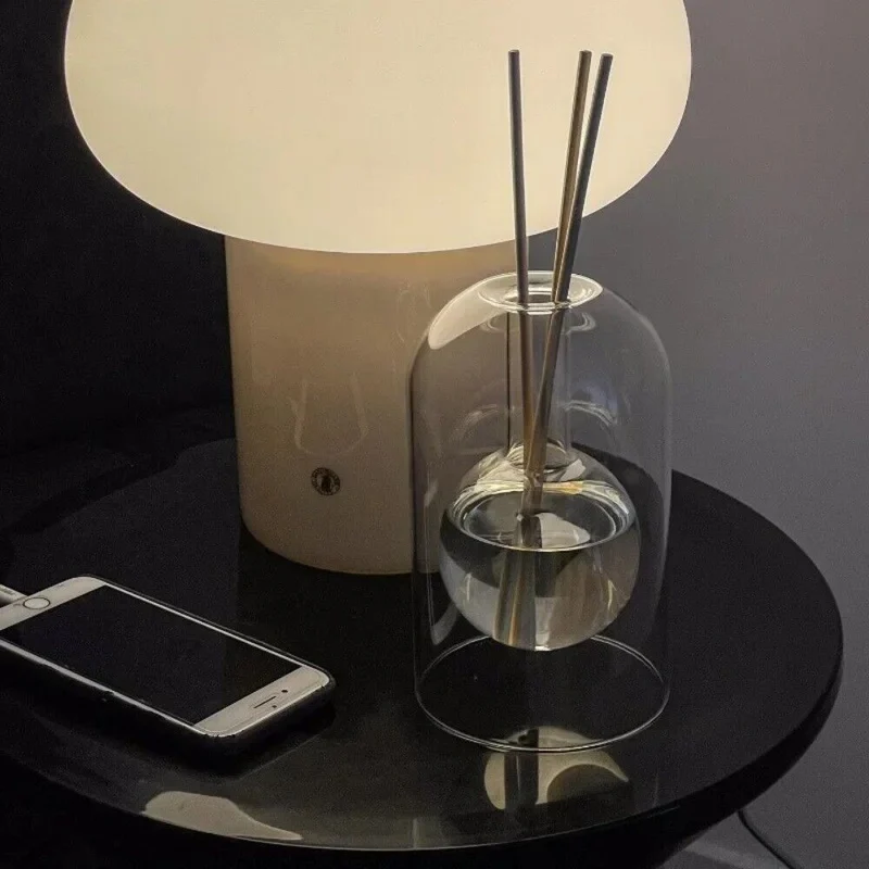 Glazen Aromageurverspreider Hol Transparant met Houten Deksel en Geurstokjes voor Etherische Oliën Woonkamer Slaapkamer Aromatherapie | Sansoti