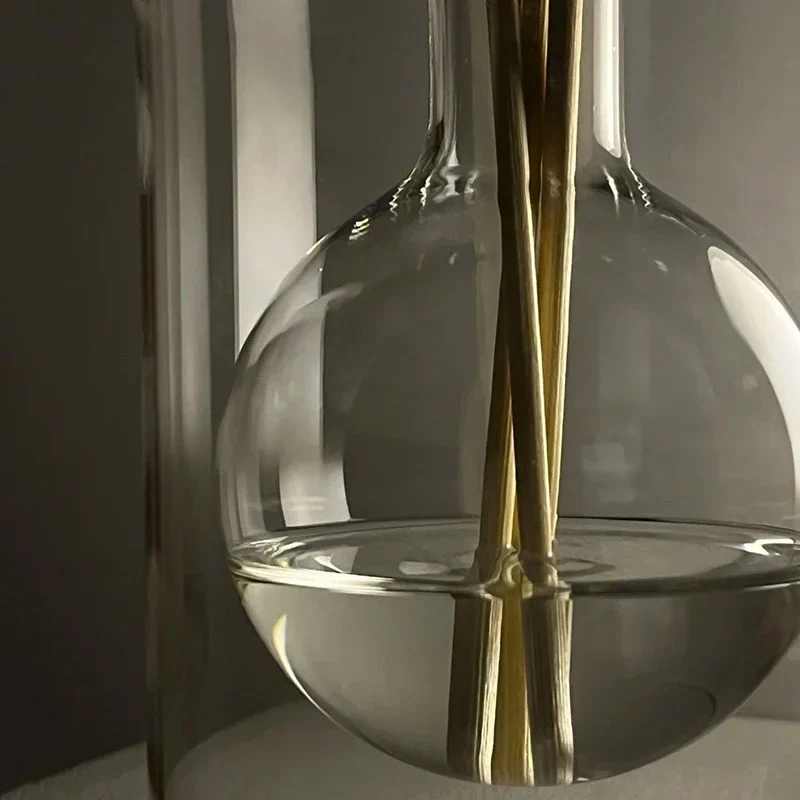 Glazen Aromageurverspreider Hol Transparant met Houten Deksel en Geurstokjes voor Etherische Oliën Woonkamer Slaapkamer Aromatherapie | Sansoti