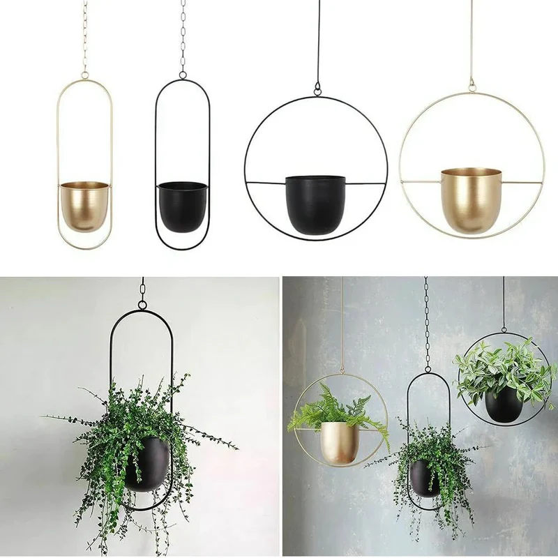 Hangende Plantenpot met Metalen Ring voor Kruiden en Vetplanten Binnen | Sansoti