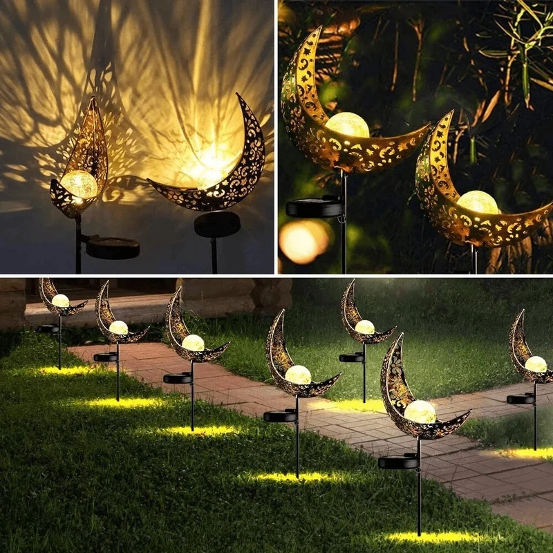 Decoratieve Tuinverlichting op Zonne-Energie Halve Maan 76cm Hoog voor Padverlichting | Sansoti