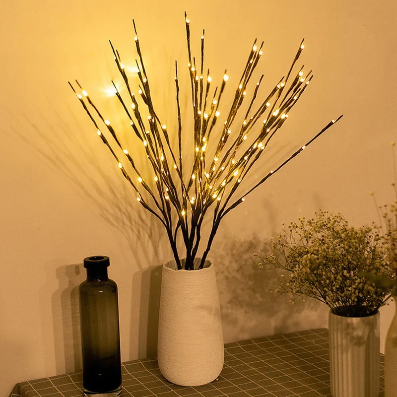 Decoratieve LED Takken Wilgenrozen met Lichtjes Batterij Sfeerlicht voor Vazen Warm Wit 70cm | Sansoti