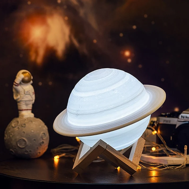 Planeetlamp Saturnus met Zwevend 3D-effect en Warmwit Licht voor Slaapkamer en Woonkamer | Sansoti