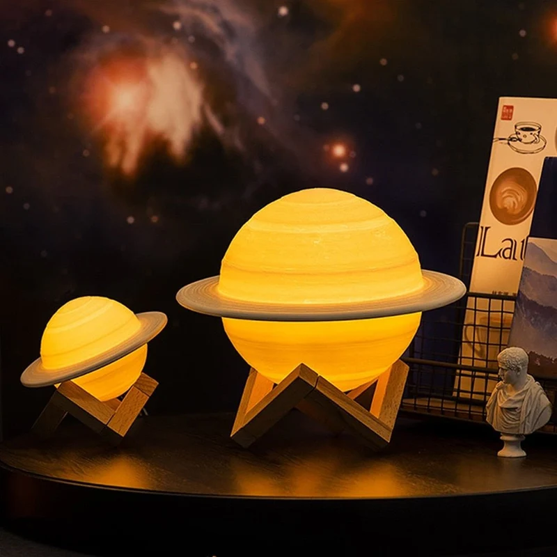 Planeetlamp Saturnus met Zwevend 3D-effect en Warmwit Licht voor Slaapkamer en Woonkamer | Sansoti
