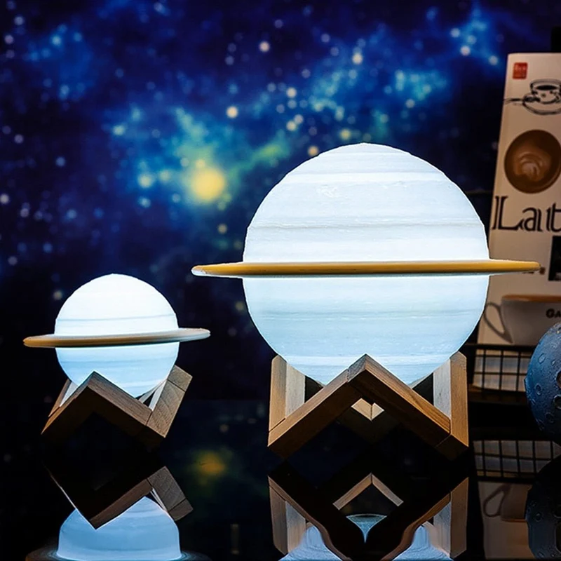 Planeetlamp Saturnus met Zwevend 3D-effect en Warmwit Licht voor Slaapkamer en Woonkamer | Sansoti