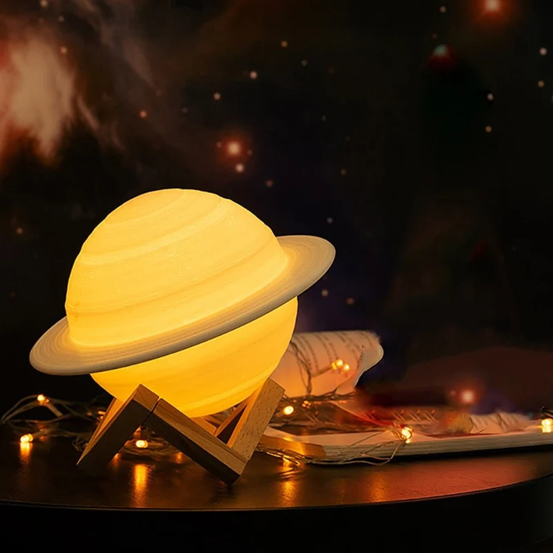Planeetlamp Saturnus met Zwevend 3D-effect en Warmwit Licht voor Slaapkamer en Woonkamer | Sansoti