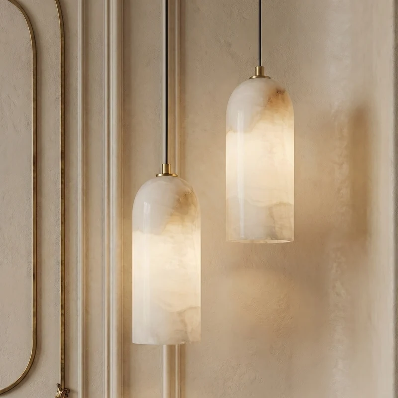 Marmeren Hanglamp met Koperen Afwerking – Moderne Scandinavische Verlichting | Sansoti